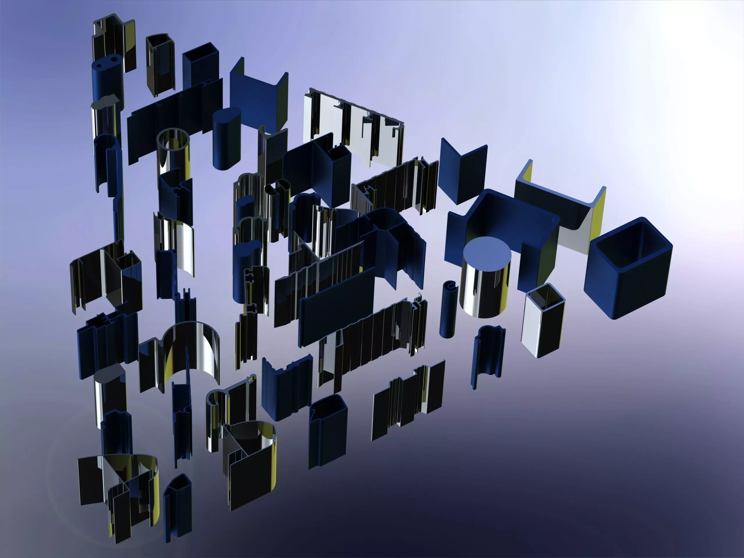 Extruded Aluminium Profile Enclosures Set for Auto Parts 3D model_0