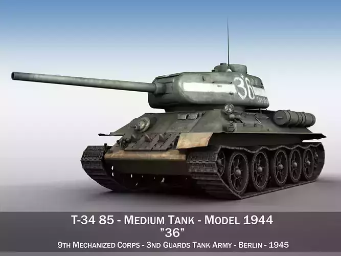 T-34 85 - Soviet medium tank - 36 3D model