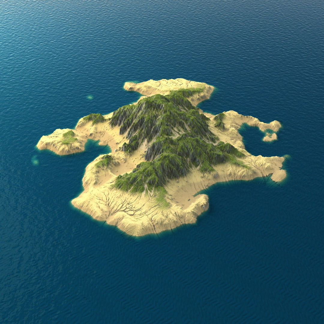 Tropical Island Terrain 4 Low-poly 3D model_1