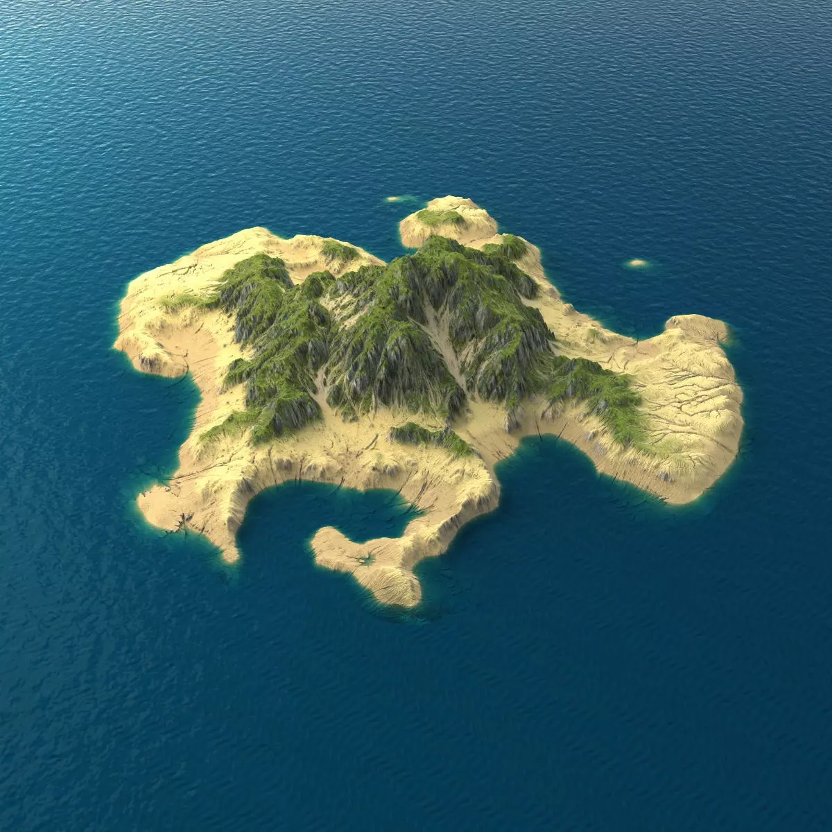 Tropical Island Terrain 4 Low-poly 3D model_0