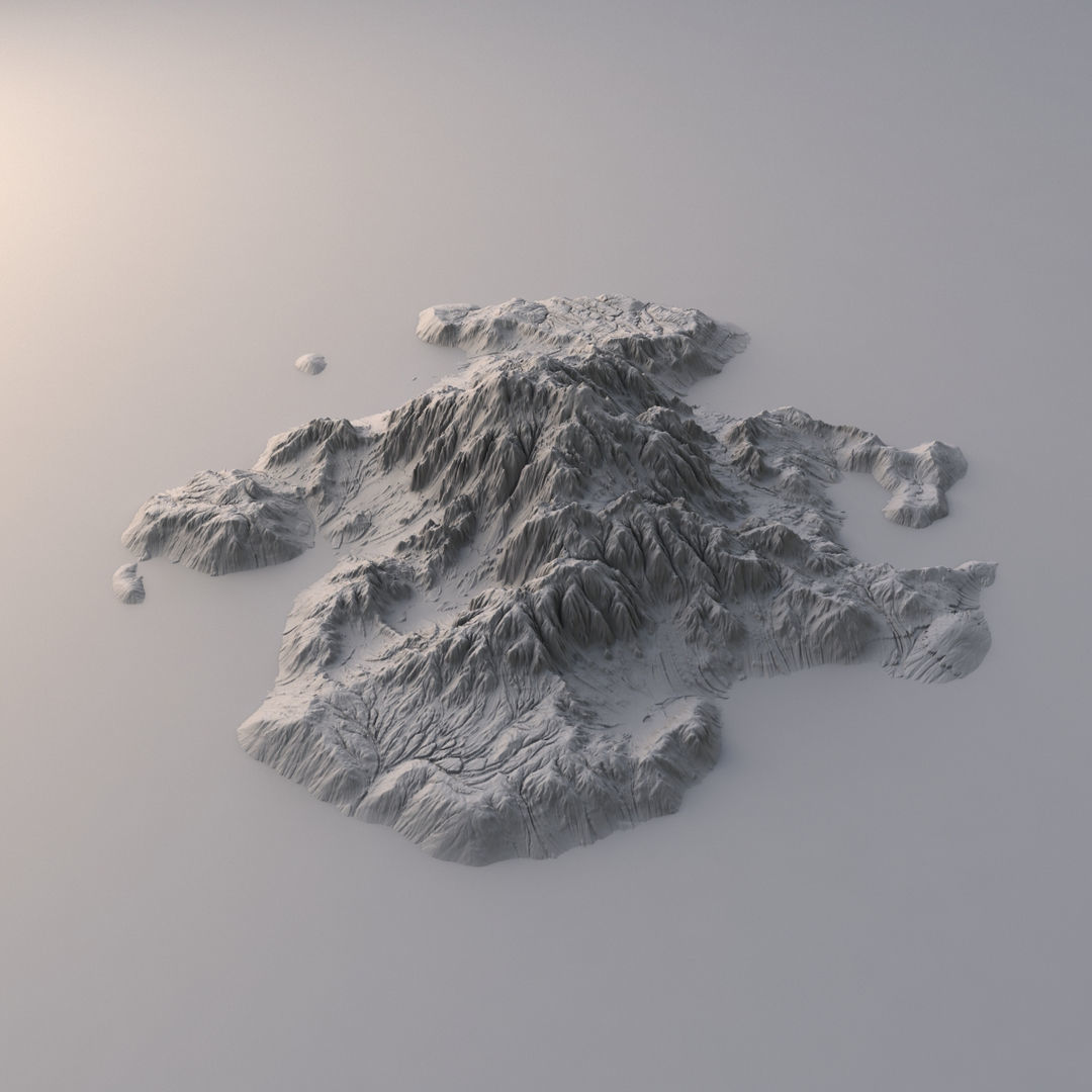 Tropical Island Terrain 4 Low-poly 3D model_5