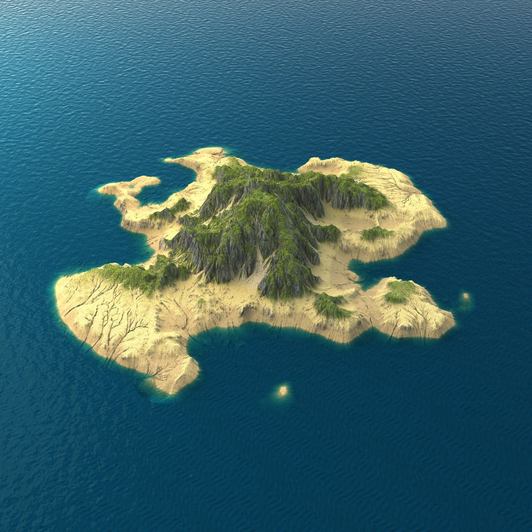 Tropical Island Terrain 4 Low-poly 3D model_3