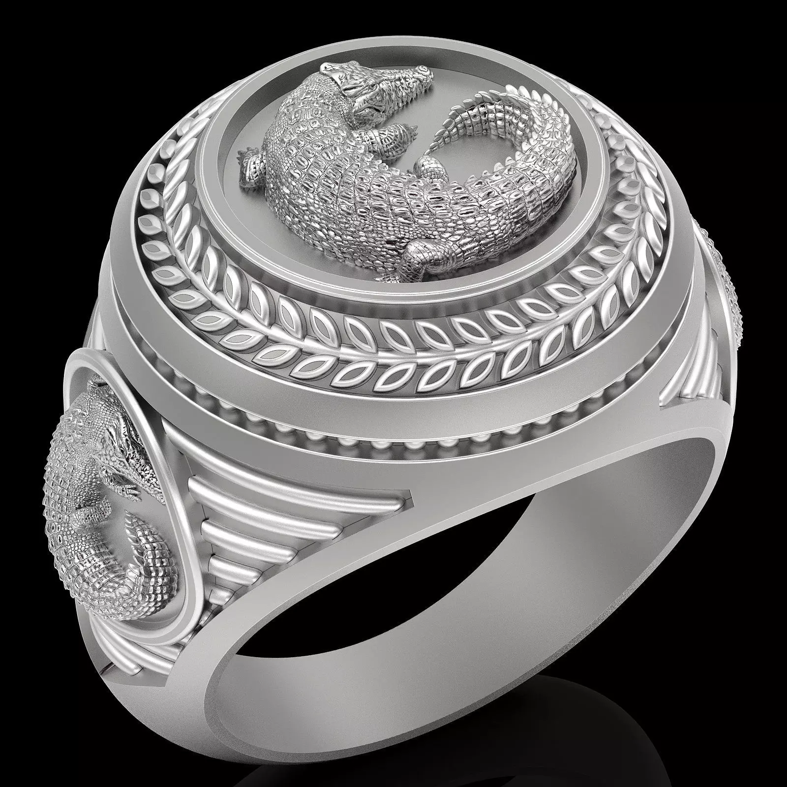 Crocodile ring silver gold printable jewelry 3D model 3D print model