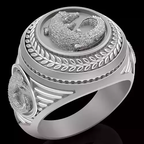 Crocodile ring silver gold printable jewelry 3D model