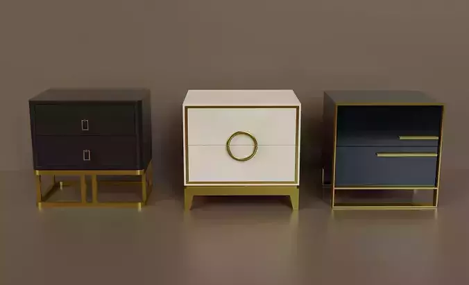 Three different modern nightstands
