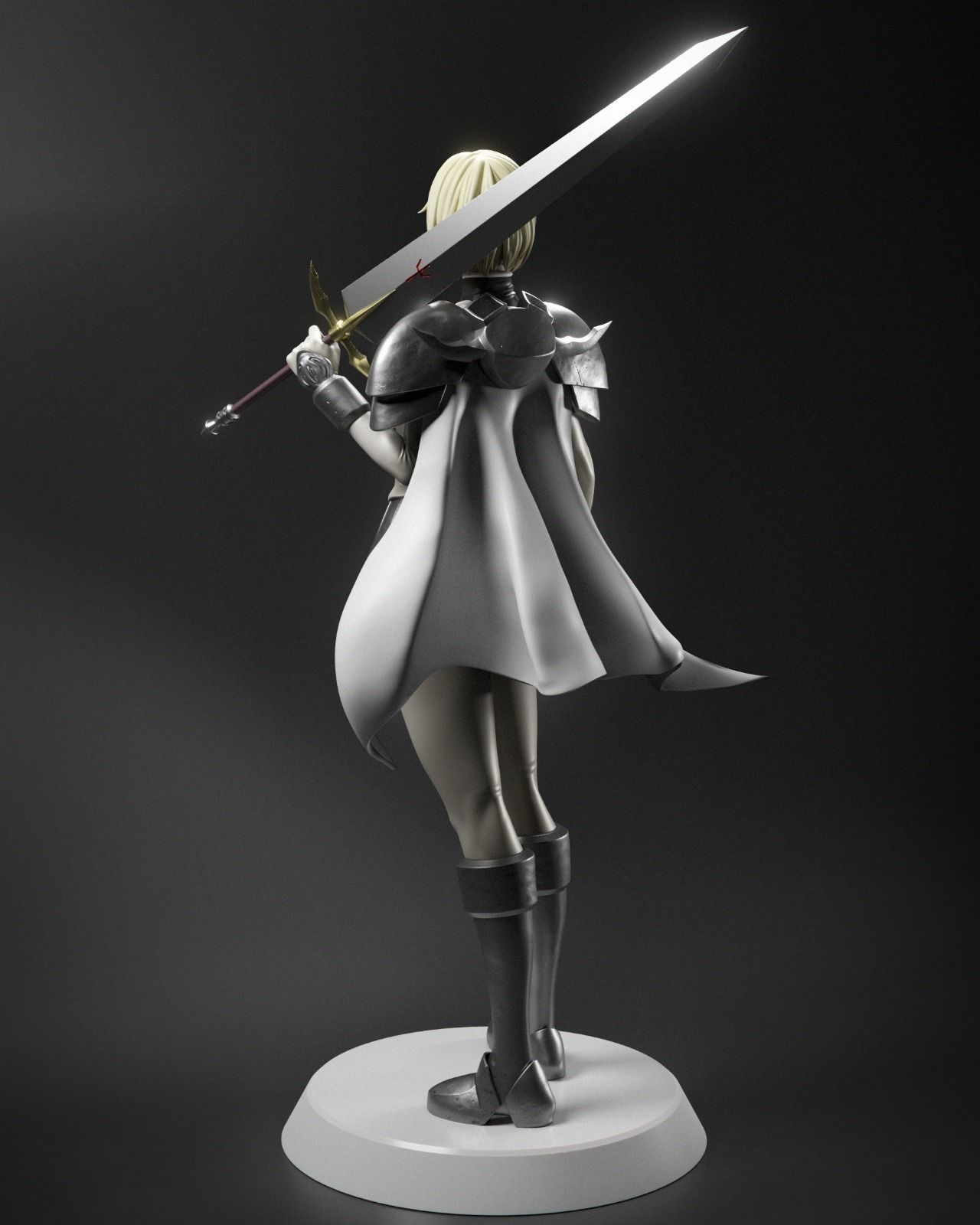 Clare 3D Print statue of woman holding sword 3D print model_8