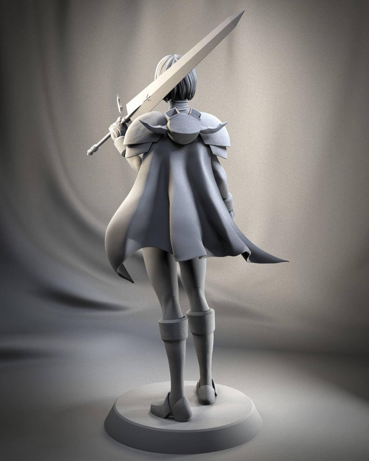 Clare 3D Print statue of woman holding sword 3D print model_7
