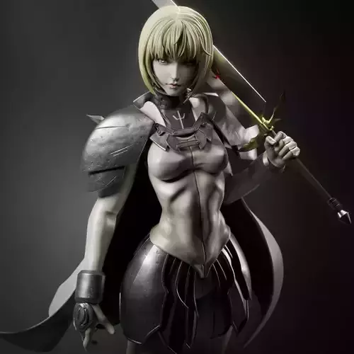 Clare 3D Print statue of woman holding sword