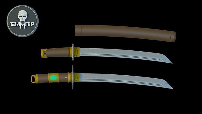 Wakizashi two samurai swords 3D print model