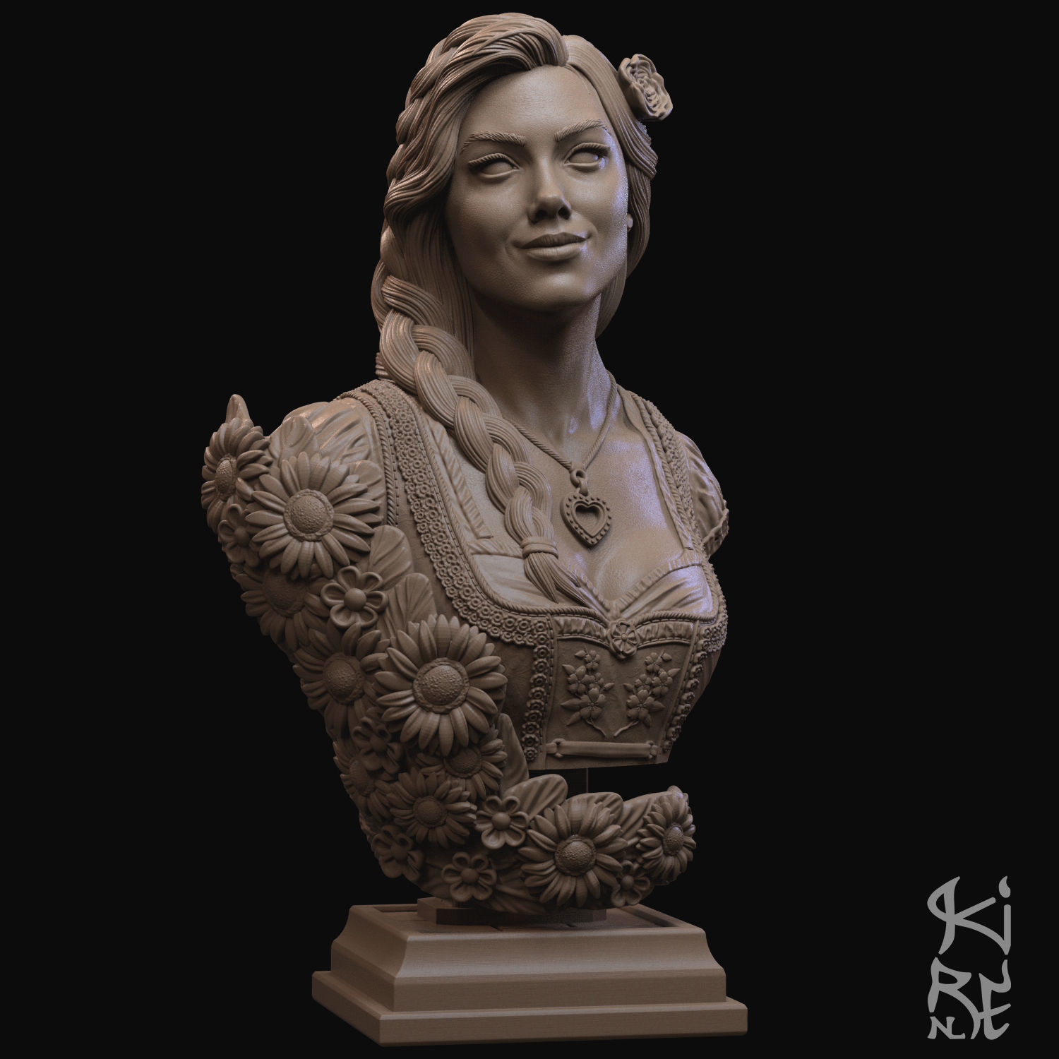 Charlotte STL Bust european woman 3D print model_2