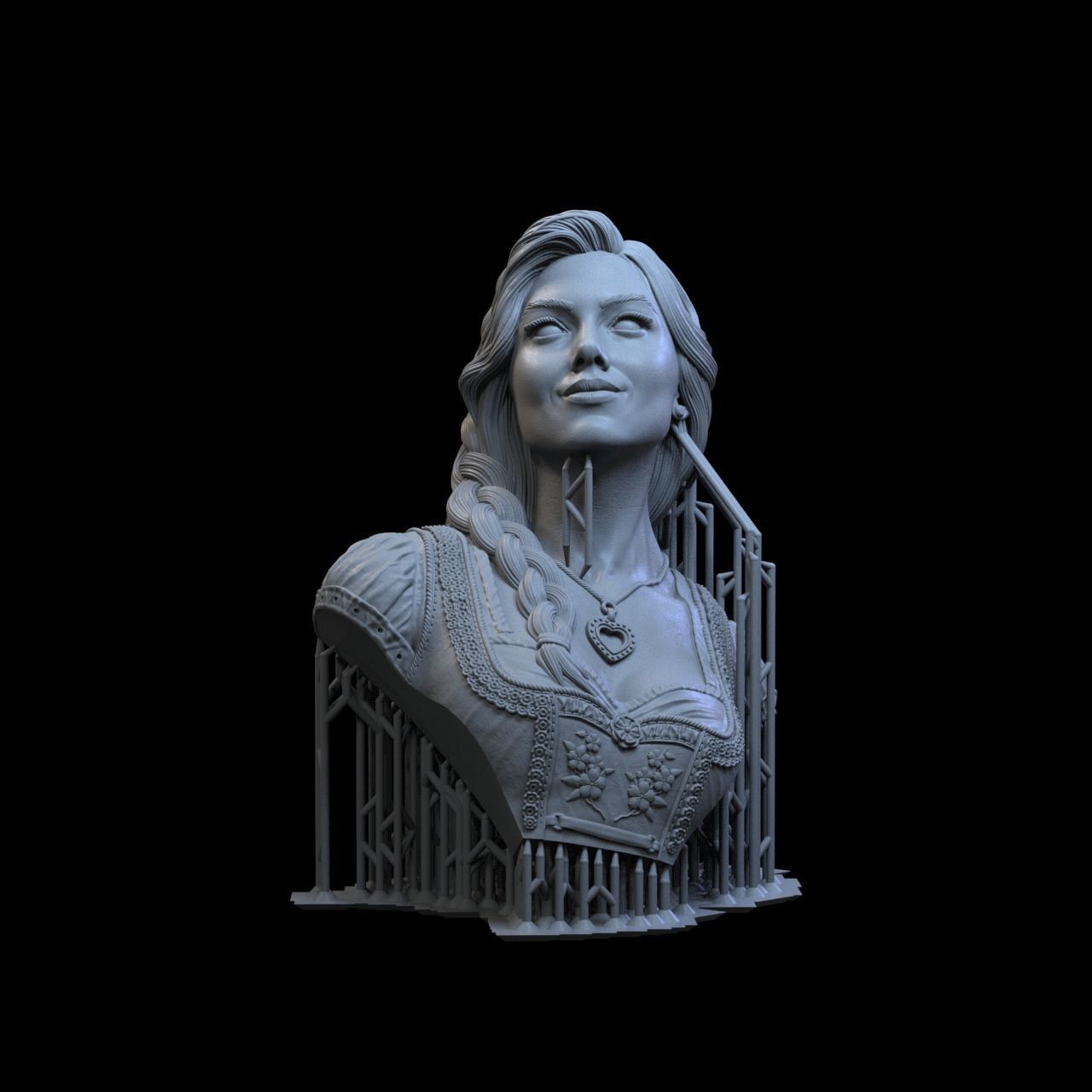 Charlotte STL Bust european woman 3D print model_8
