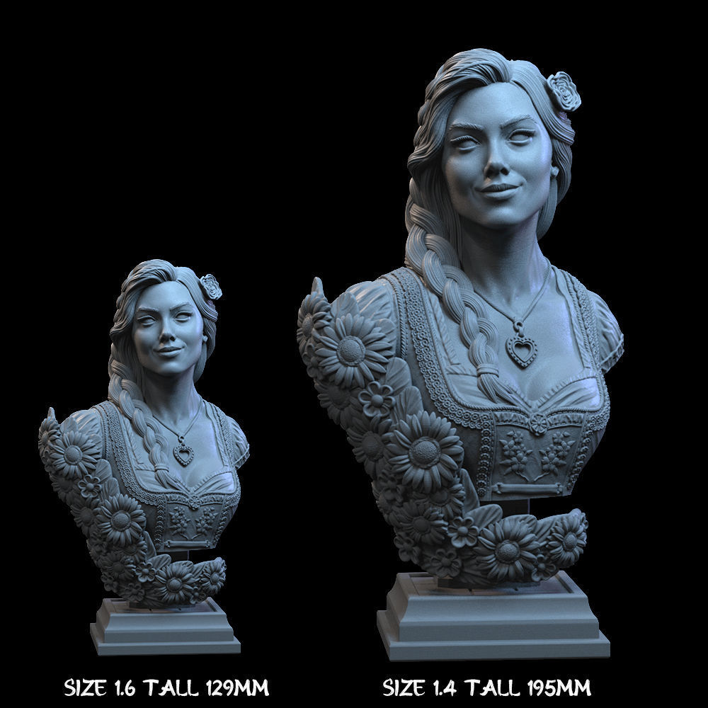 Charlotte STL Bust european woman 3D print model_14