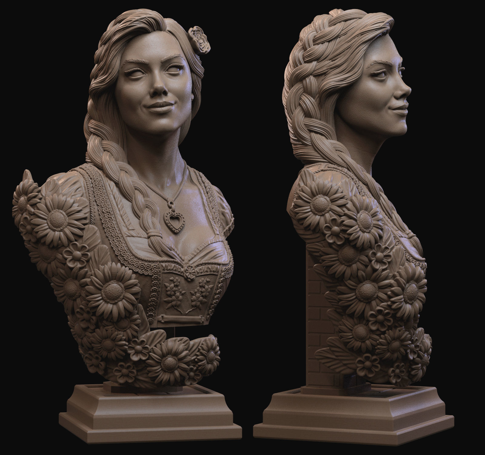 Charlotte STL Bust european woman 3D print model_4