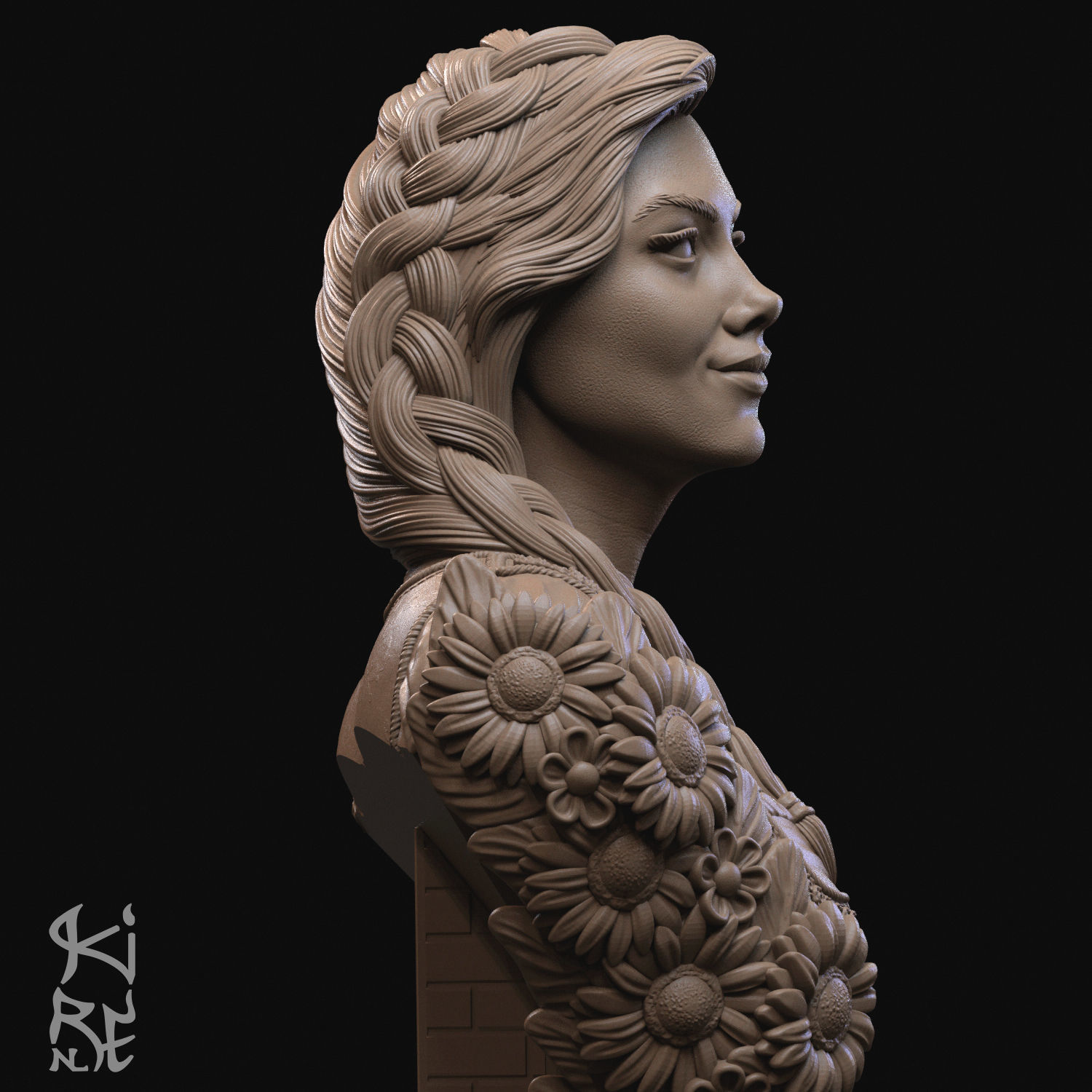 Charlotte STL Bust european woman 3D print model_7