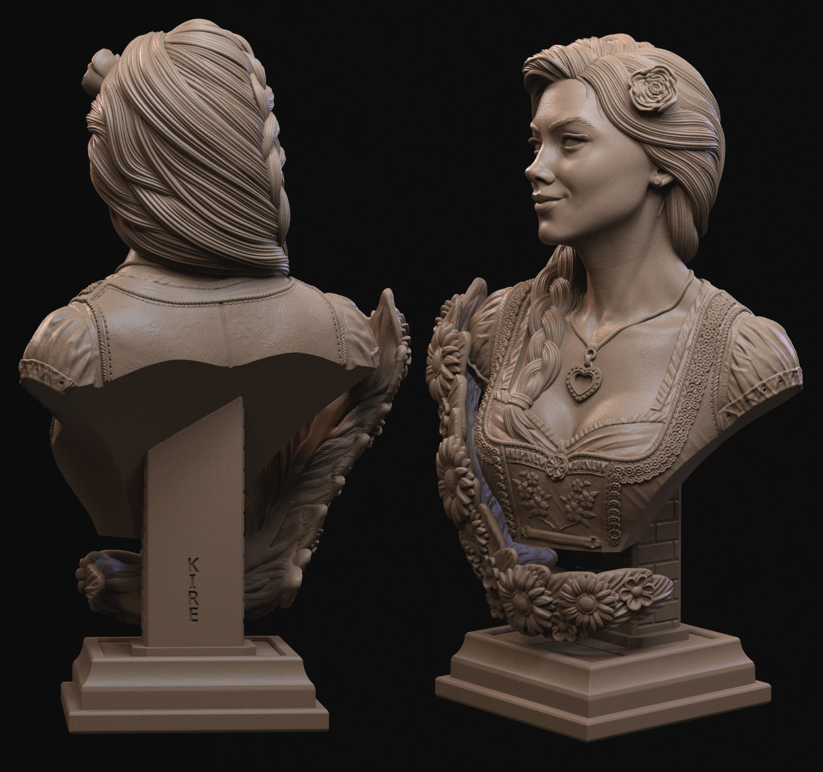 Charlotte STL Bust european woman 3D print model_5
