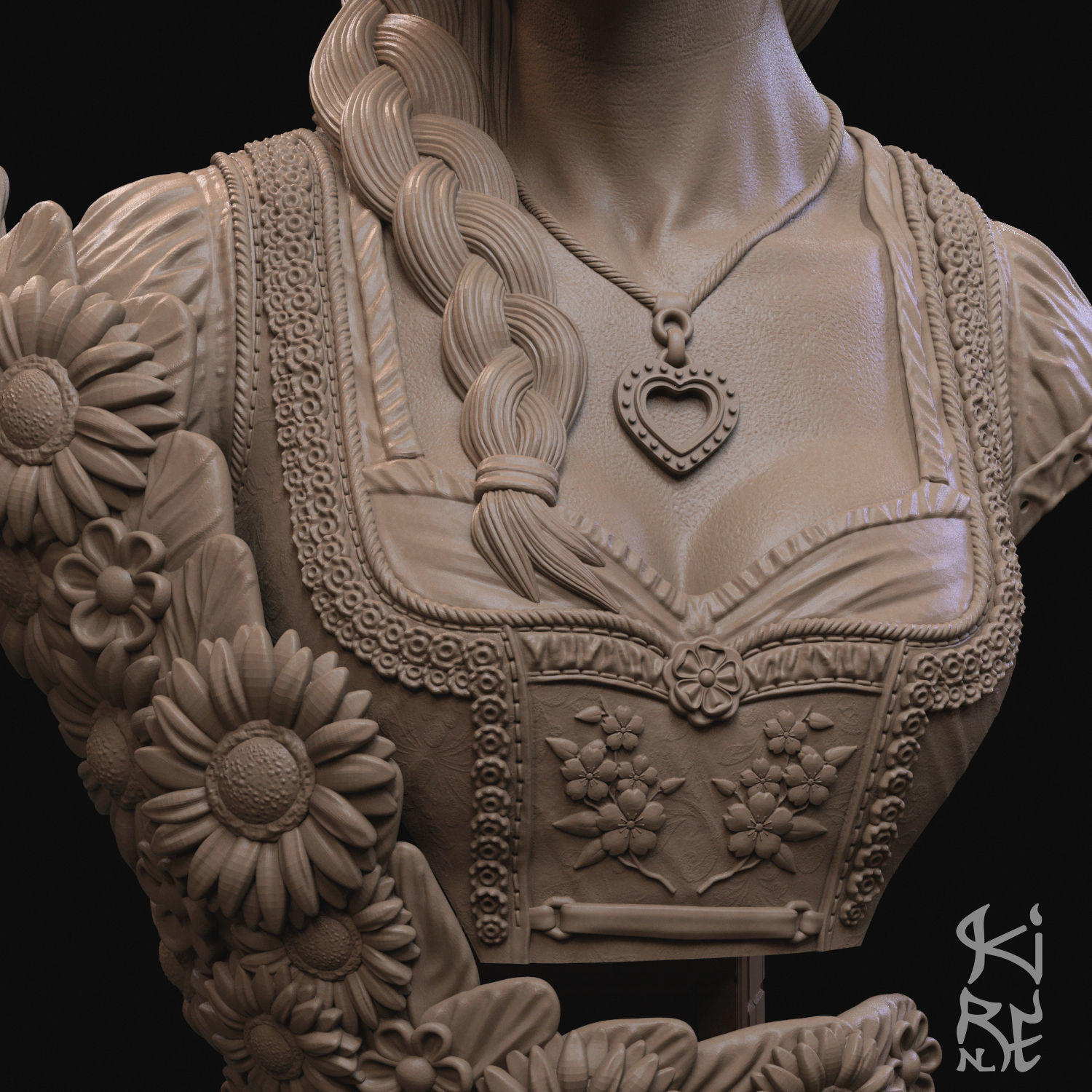 Charlotte STL Bust european woman 3D print model_3