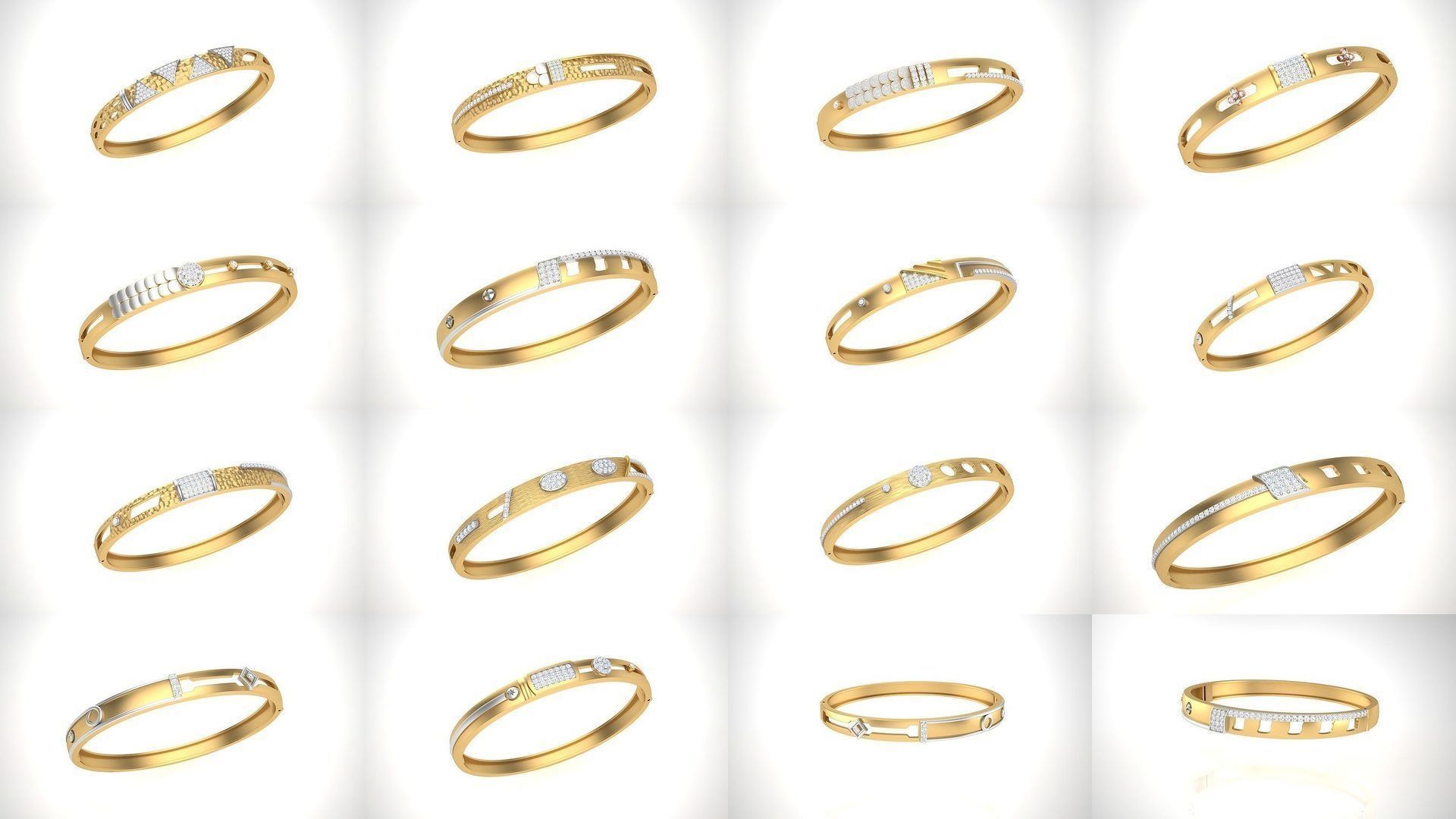 46 Thin Gold Band Format Bracelets Pack 3D Model Collection_3
