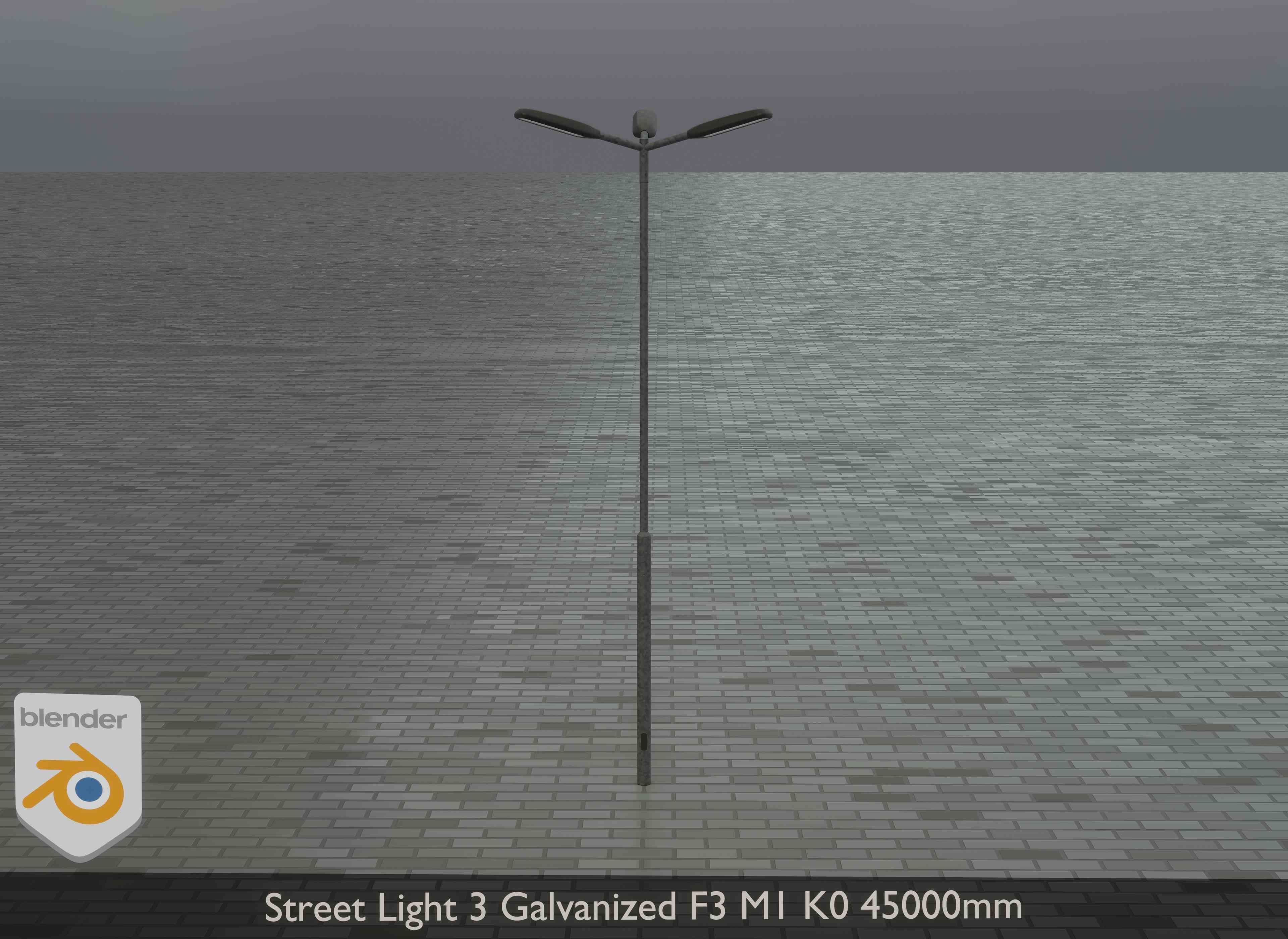 Street Light 3 Galvanized F3 M1 K0 4500 mm Low-poly 3D model_12