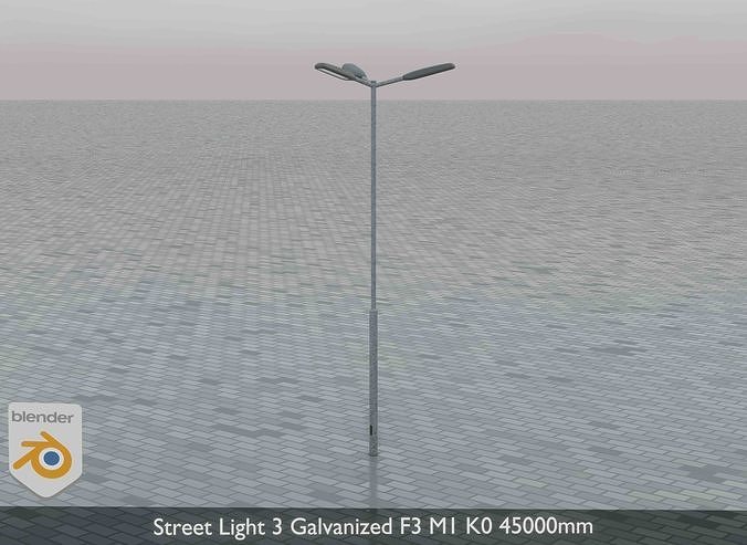 Street Light 3 Galvanized F3 M1 K0 4500 mm Low-poly 3D model 6