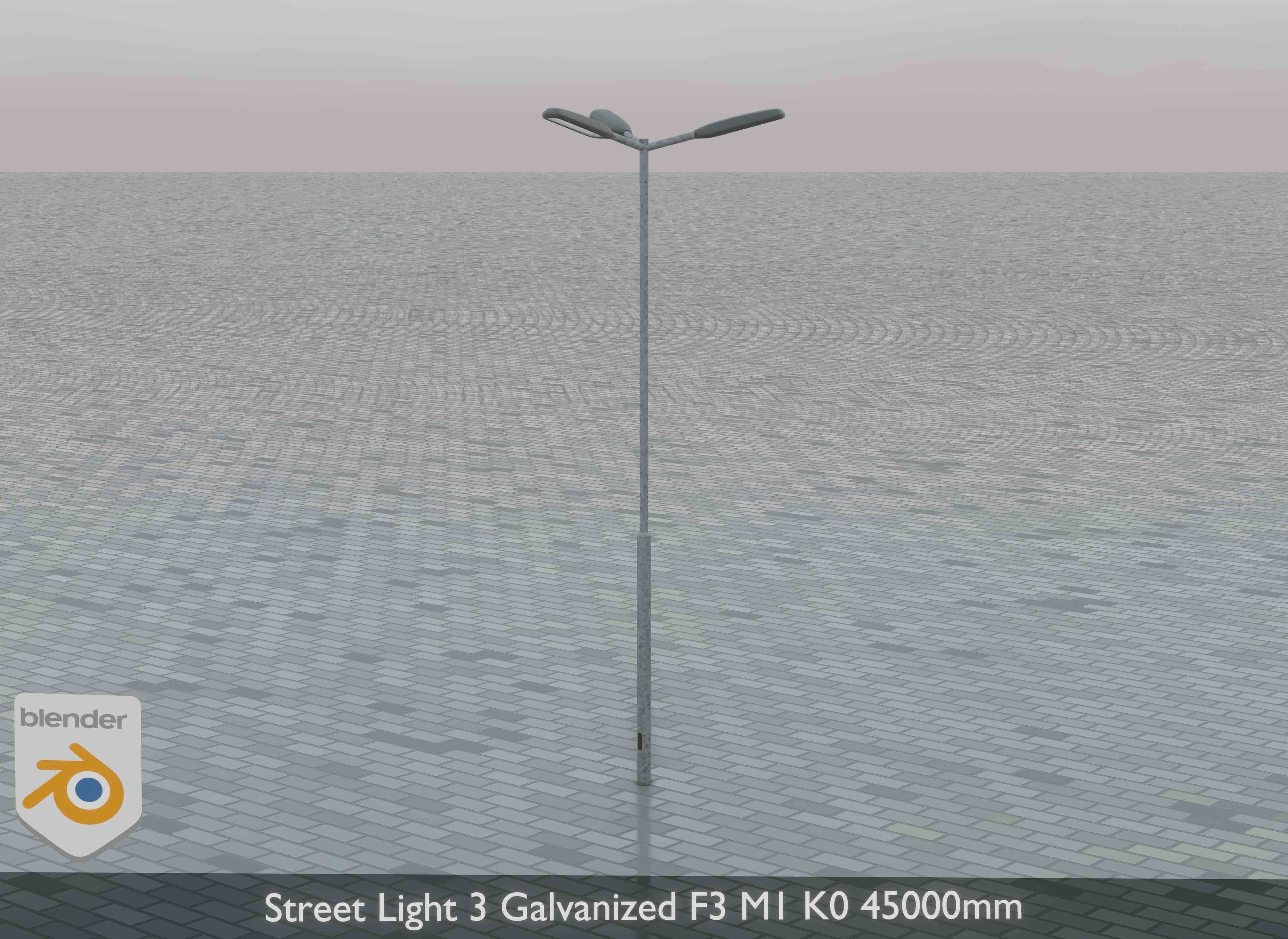 Street Light 3 Galvanized F3 M1 K0 4500 mm Low-poly 3D model_5
