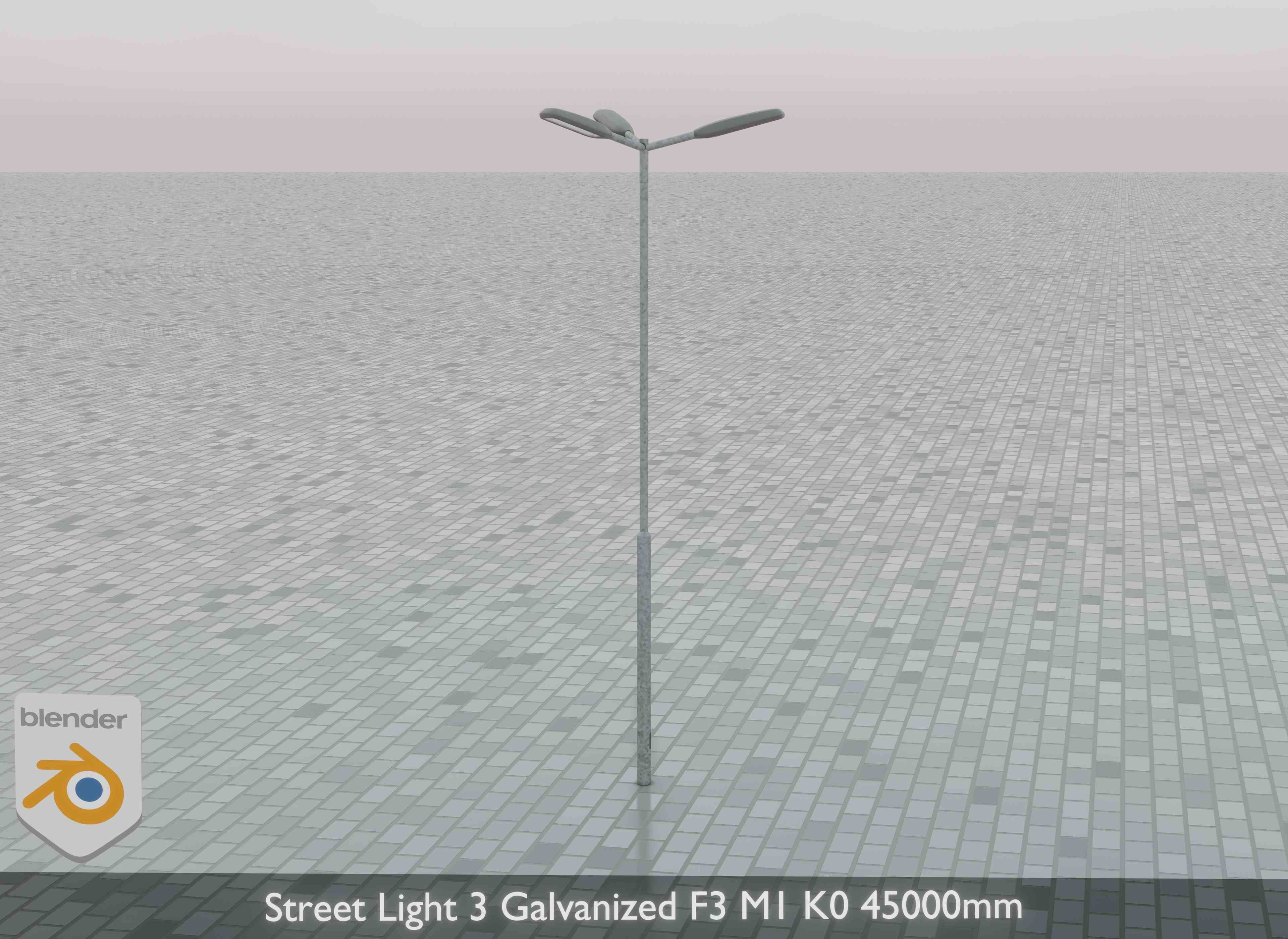 Street Light 3 Galvanized F3 M1 K0 4500 mm Low-poly 3D model_35
