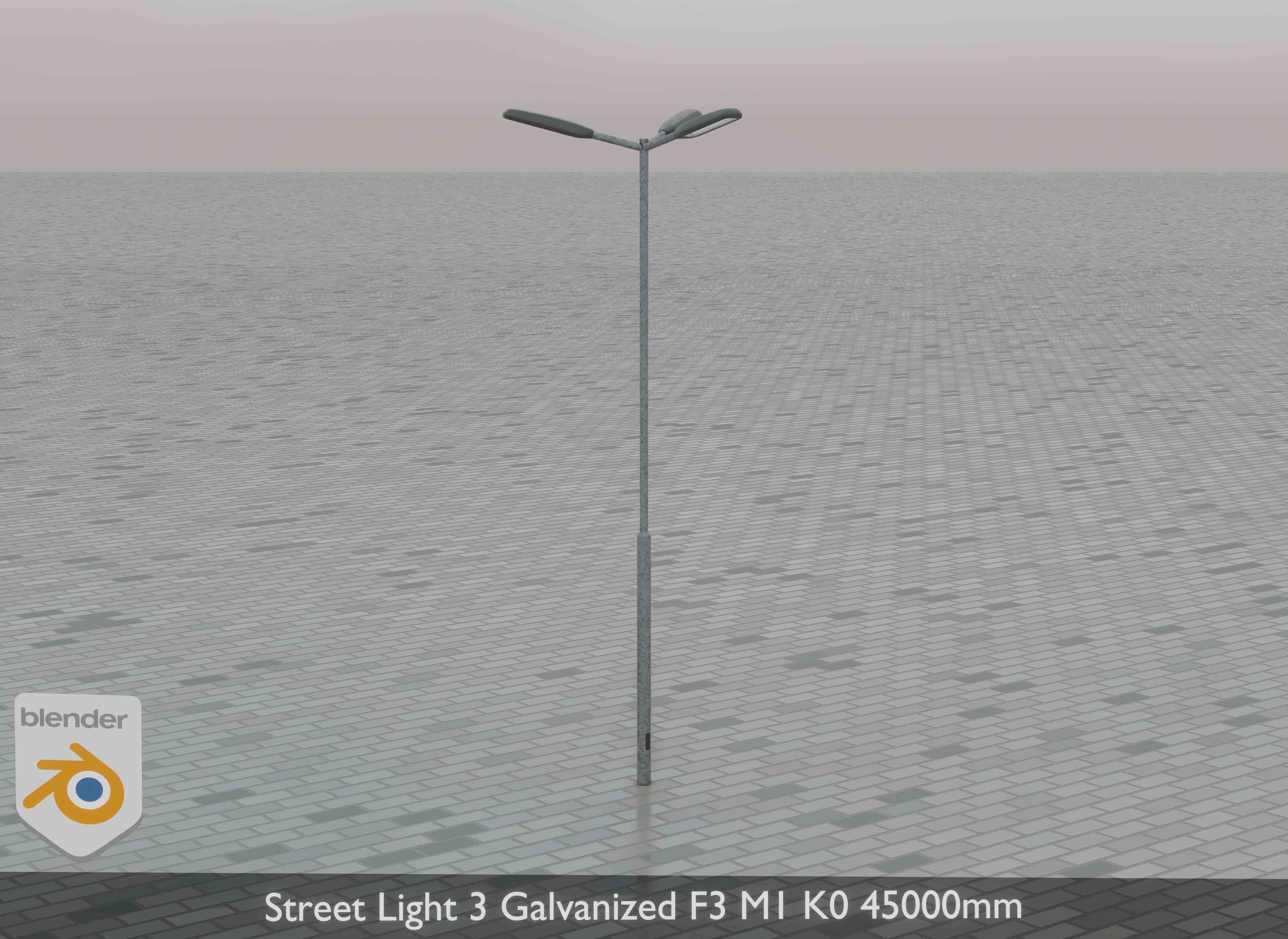 Street Light 3 Galvanized F3 M1 K0 4500 mm Low-poly 3D model_37