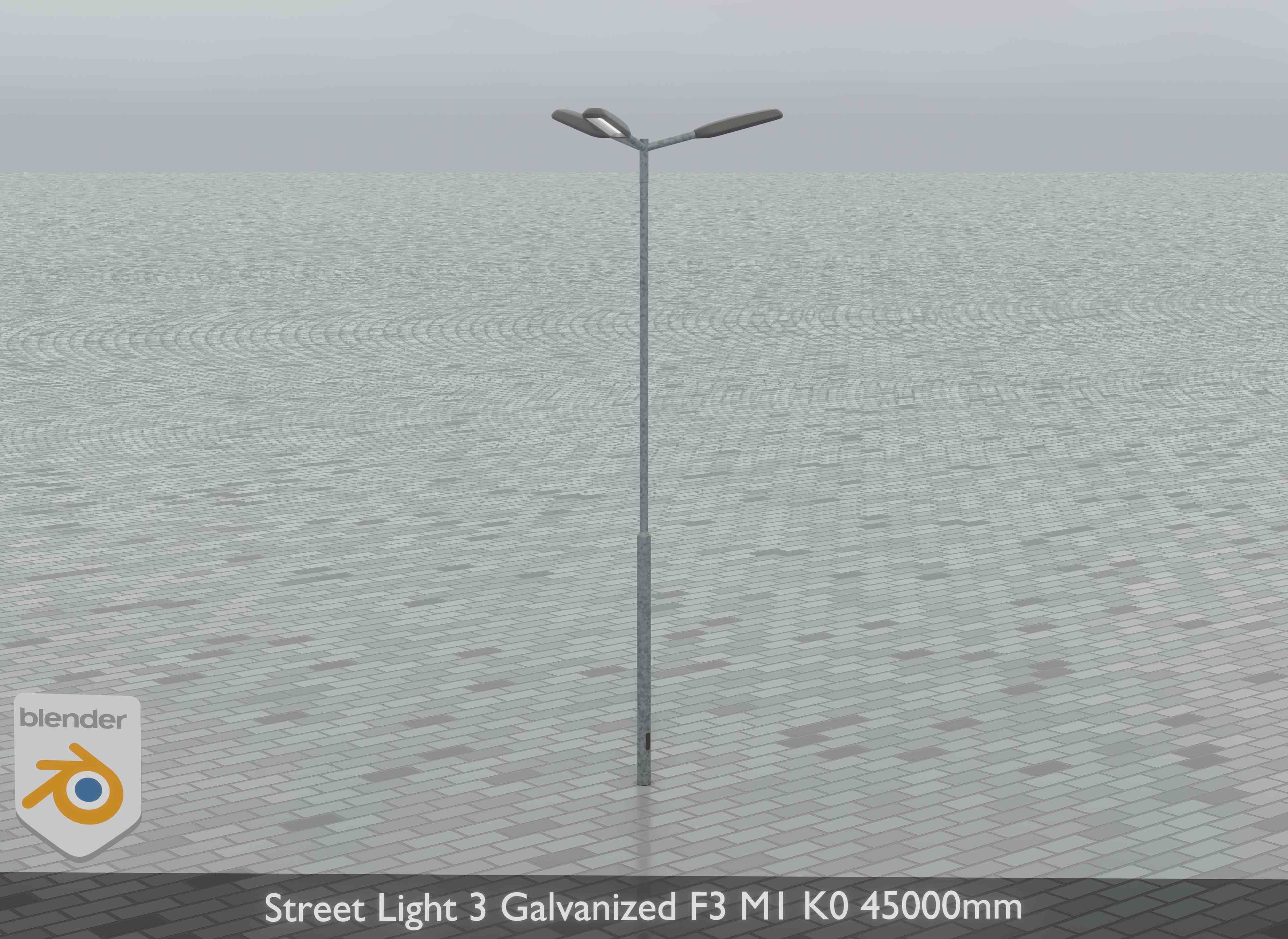 Street Light 3 Galvanized F3 M1 K0 4500 mm Low-poly 3D model_10