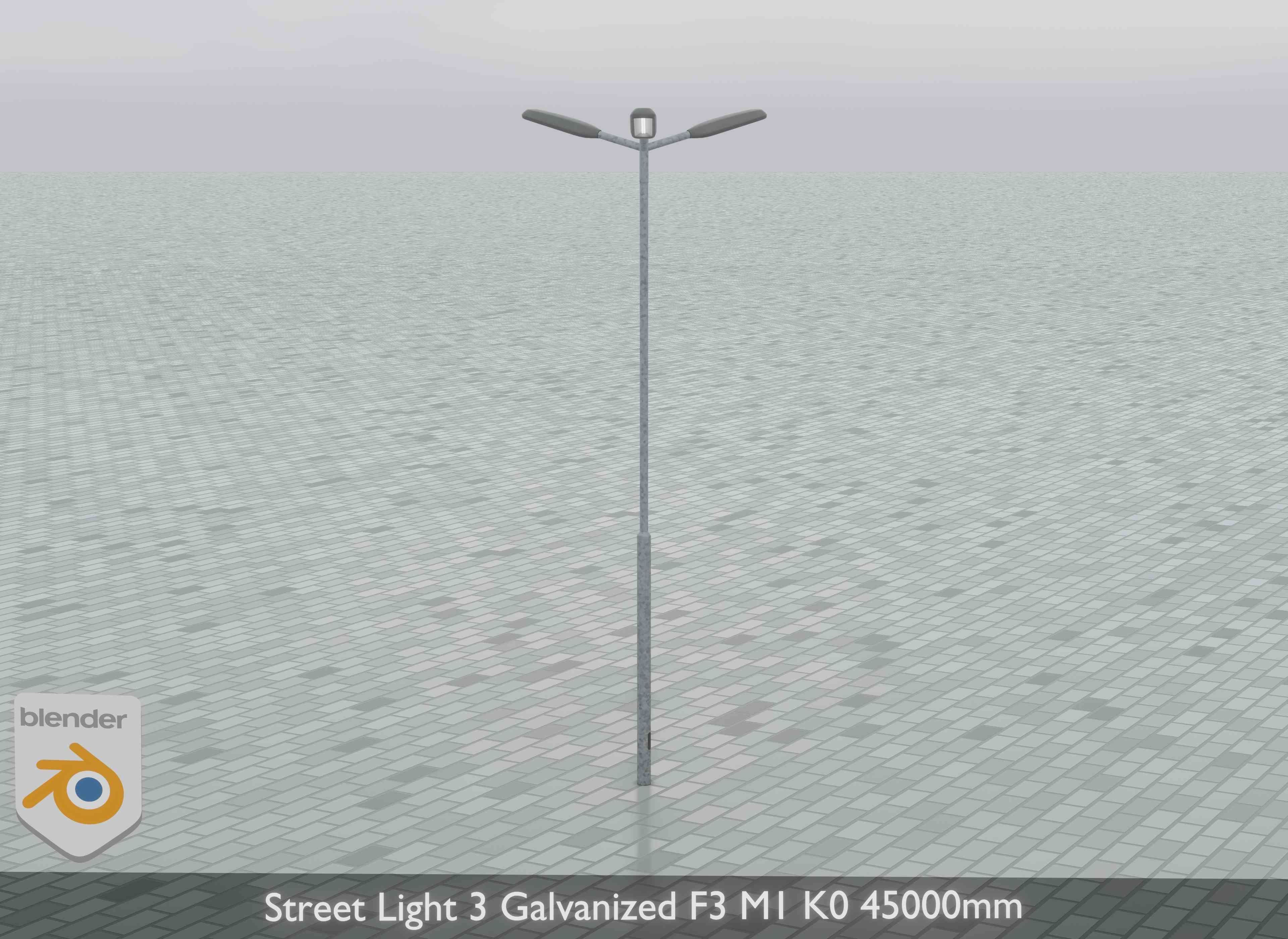 Street Light 3 Galvanized F3 M1 K0 4500 mm Low-poly 3D model_9