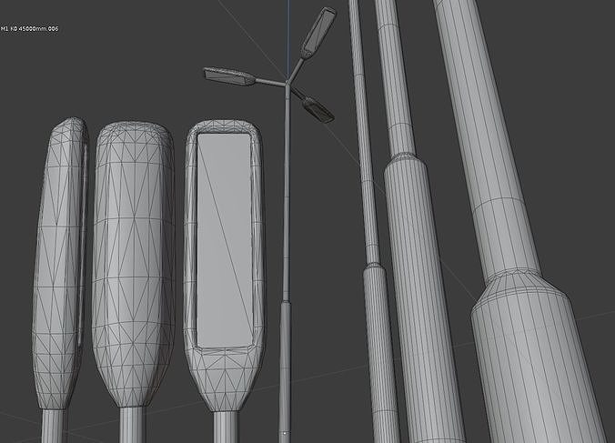 Street Light 3 Galvanized F3 M1 K0 4500 mm Low-poly 3D model 3