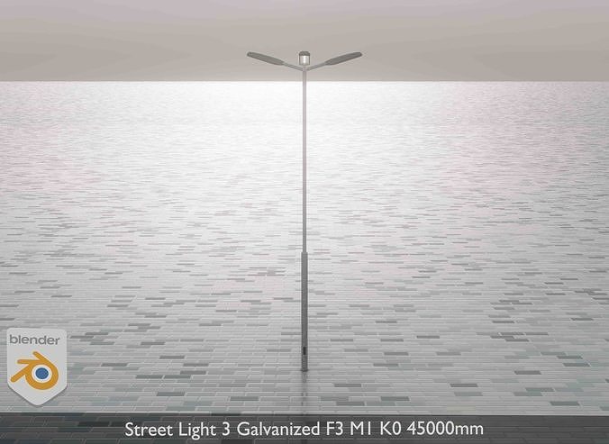 Street Light 3 Galvanized F3 M1 K0 4500 mm Low-poly 3D model 4