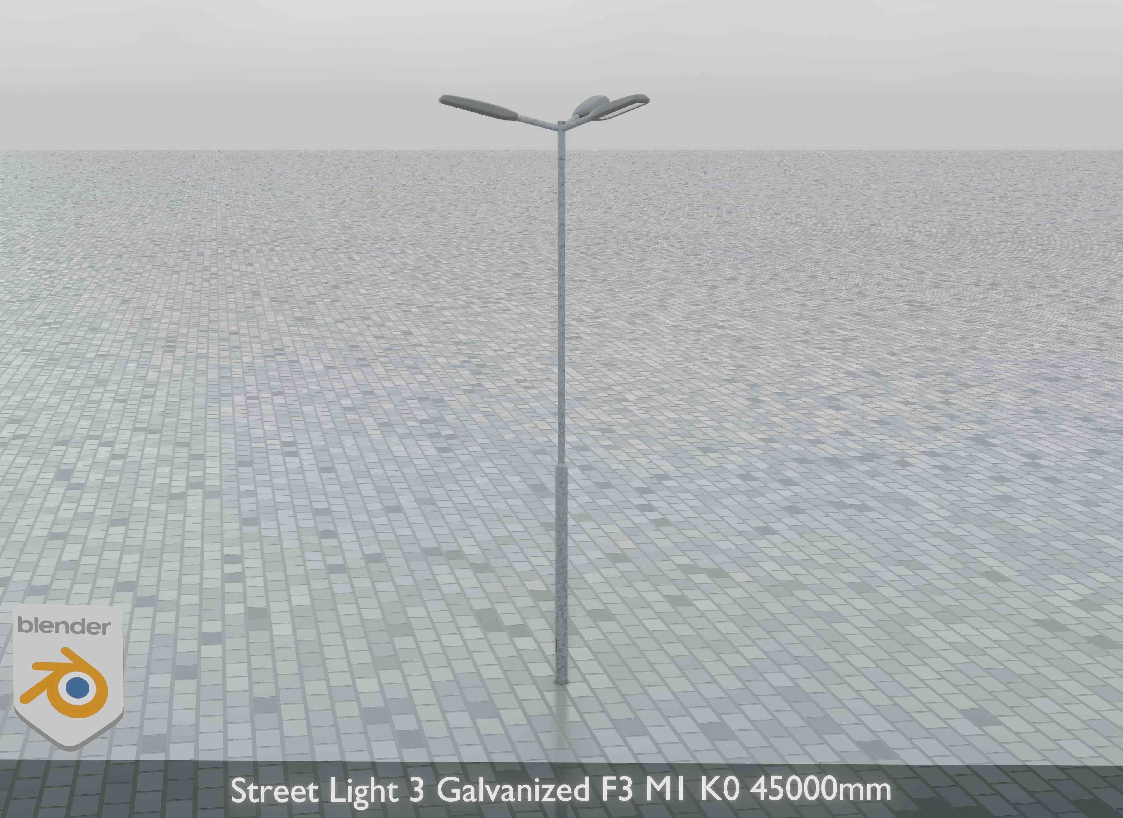 Street Light 3 Galvanized F3 M1 K0 4500 mm Low-poly 3D model_7