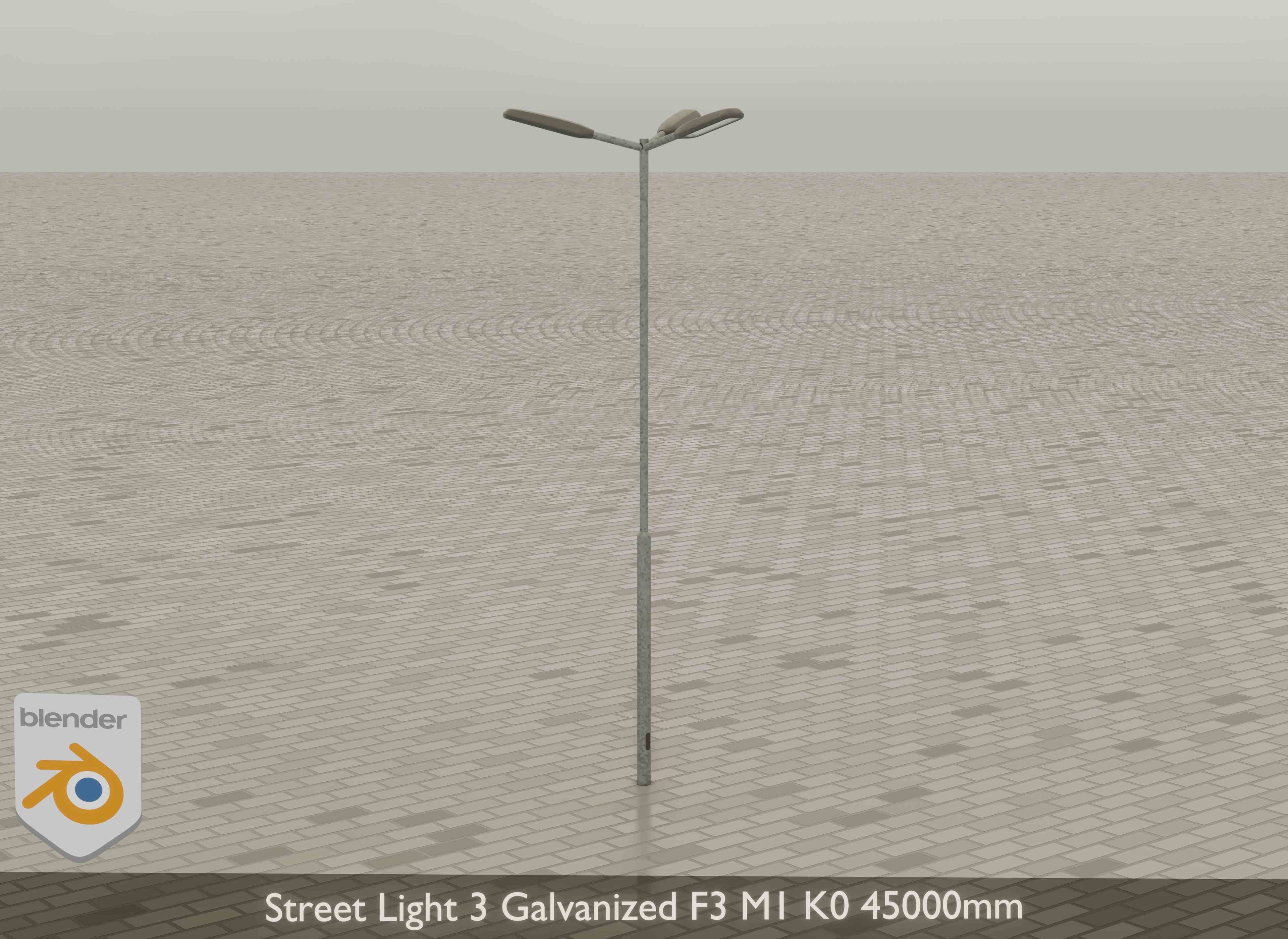 Street Light 3 Galvanized F3 M1 K0 4500 mm Low-poly 3D model_19