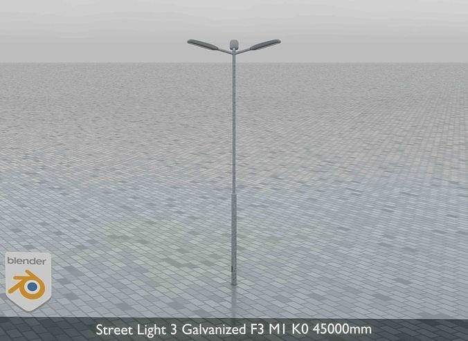 Street Light 3 Galvanized F3 M1 K0 4500 mm Low-poly 3D model 7