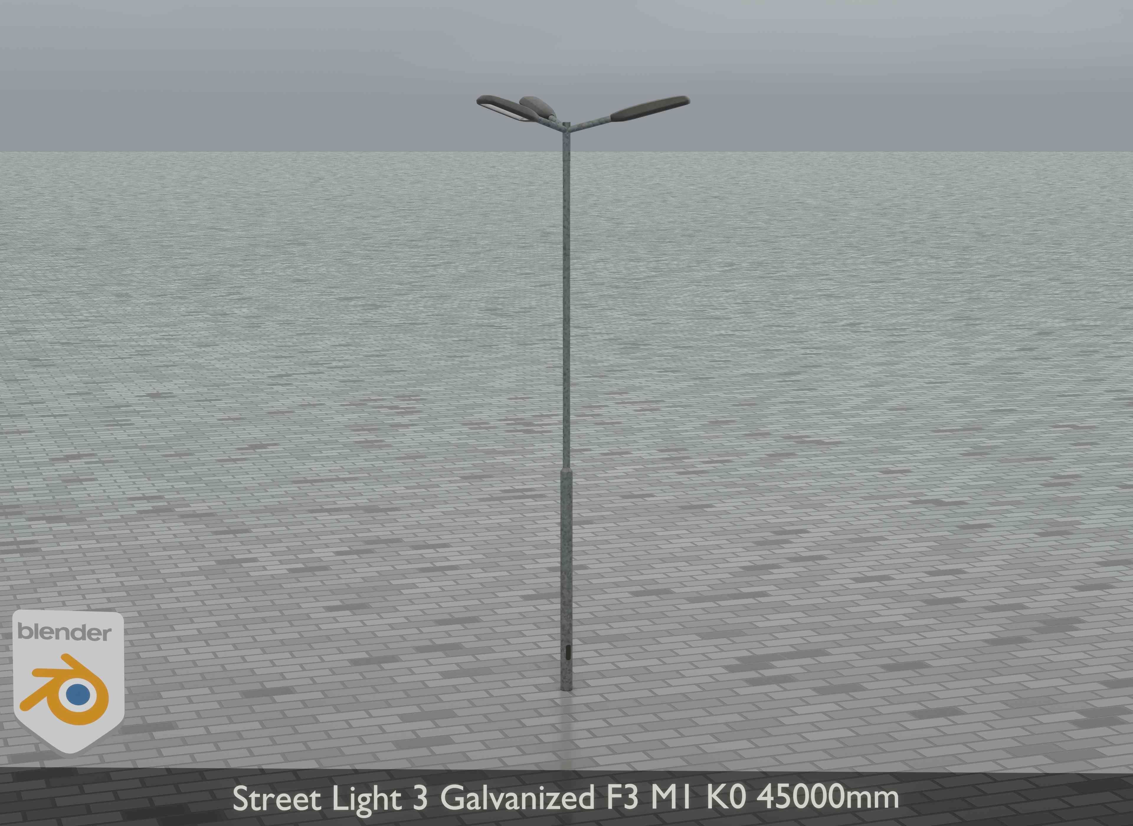 Street Light 3 Galvanized F3 M1 K0 4500 mm Low-poly 3D model_11