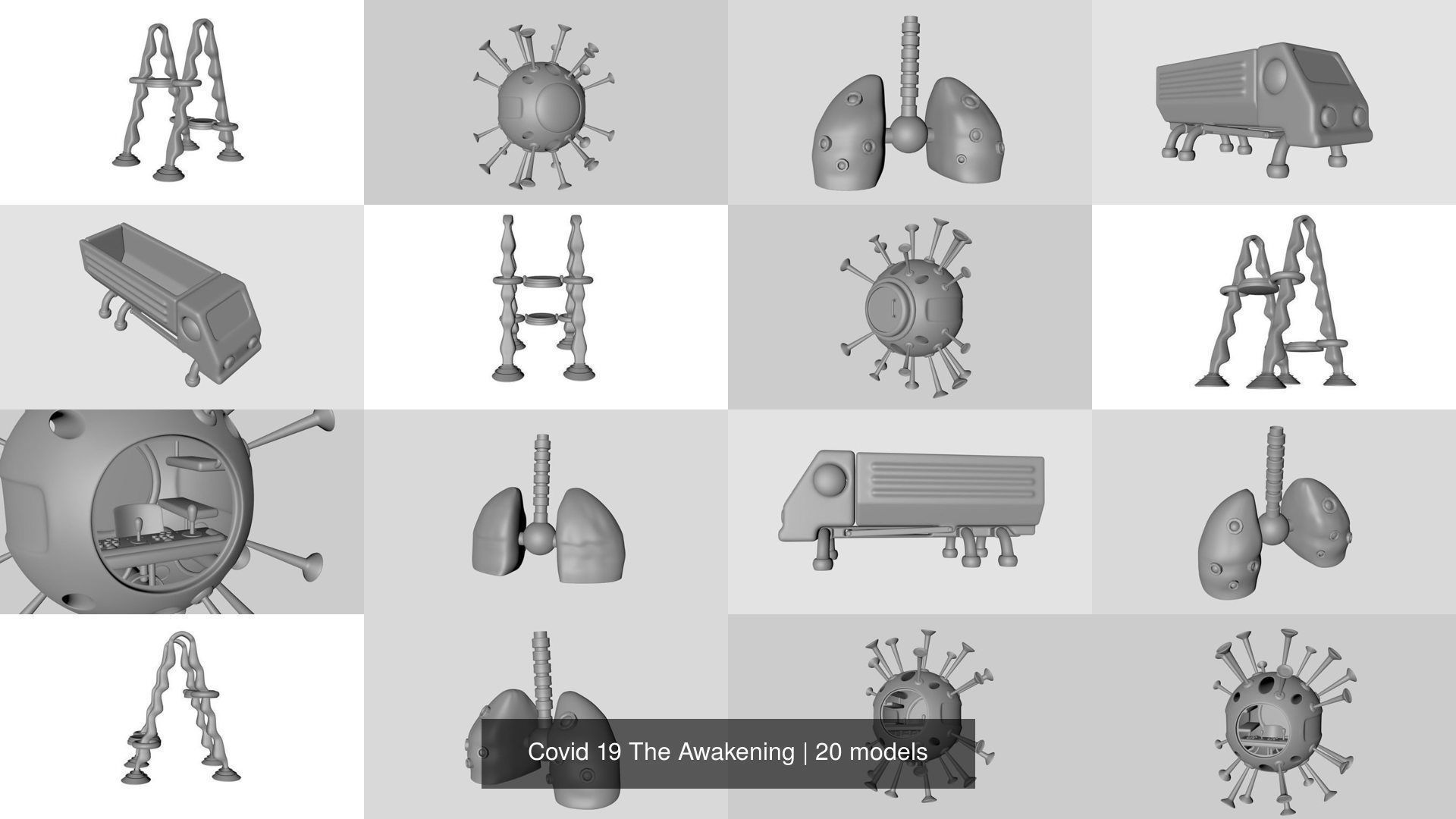 Covid 19 The Awakening 3D Model Collection_4