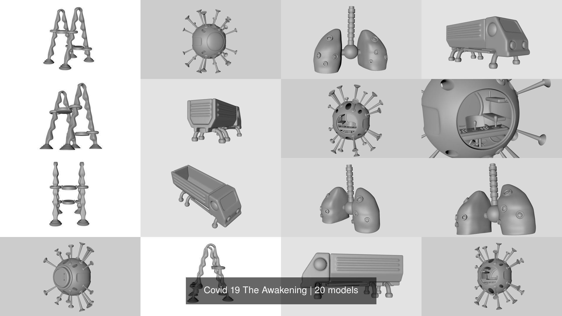 Covid 19 The Awakening 3D Model Collection_5