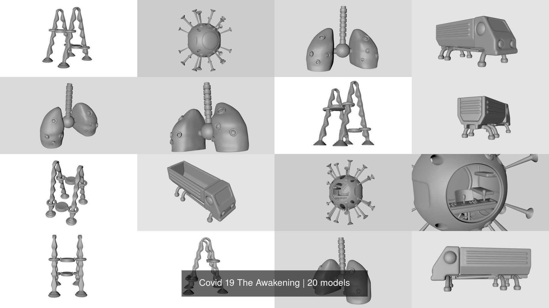 Covid 19 The Awakening 3D Model Collection_3