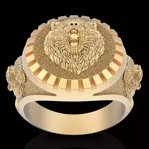 Bear ring silver gold printable jewelry 3D model