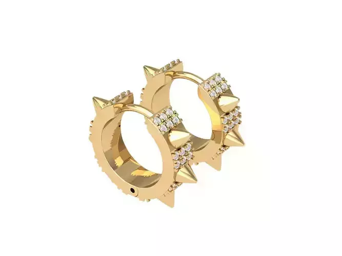 Antique-Earing two hoop earrings with diamond spikes