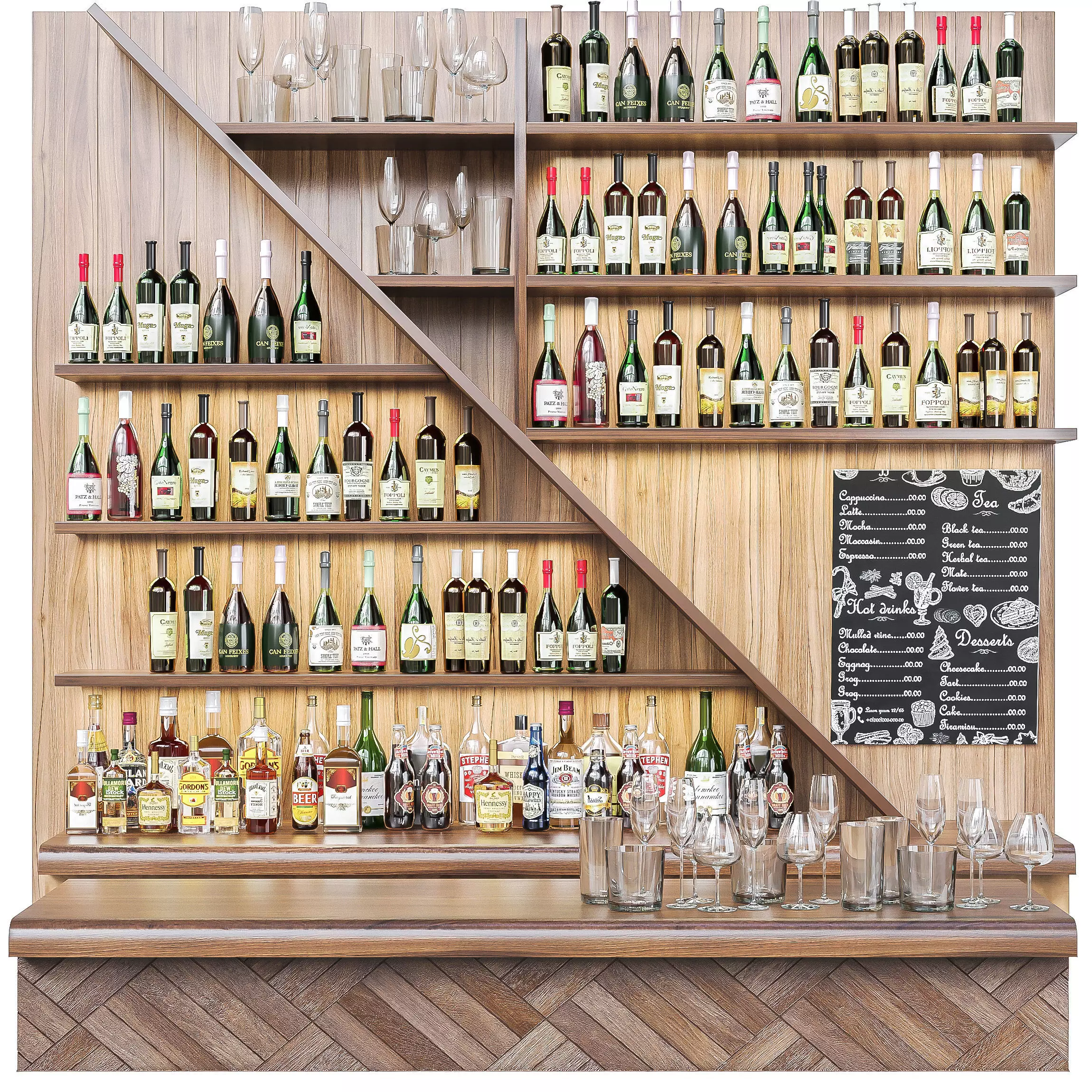 Ethnic bar with alcohol 3D model