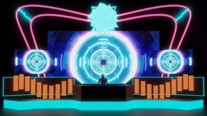 Sci-Fi Themed EDM Stage 3D Model