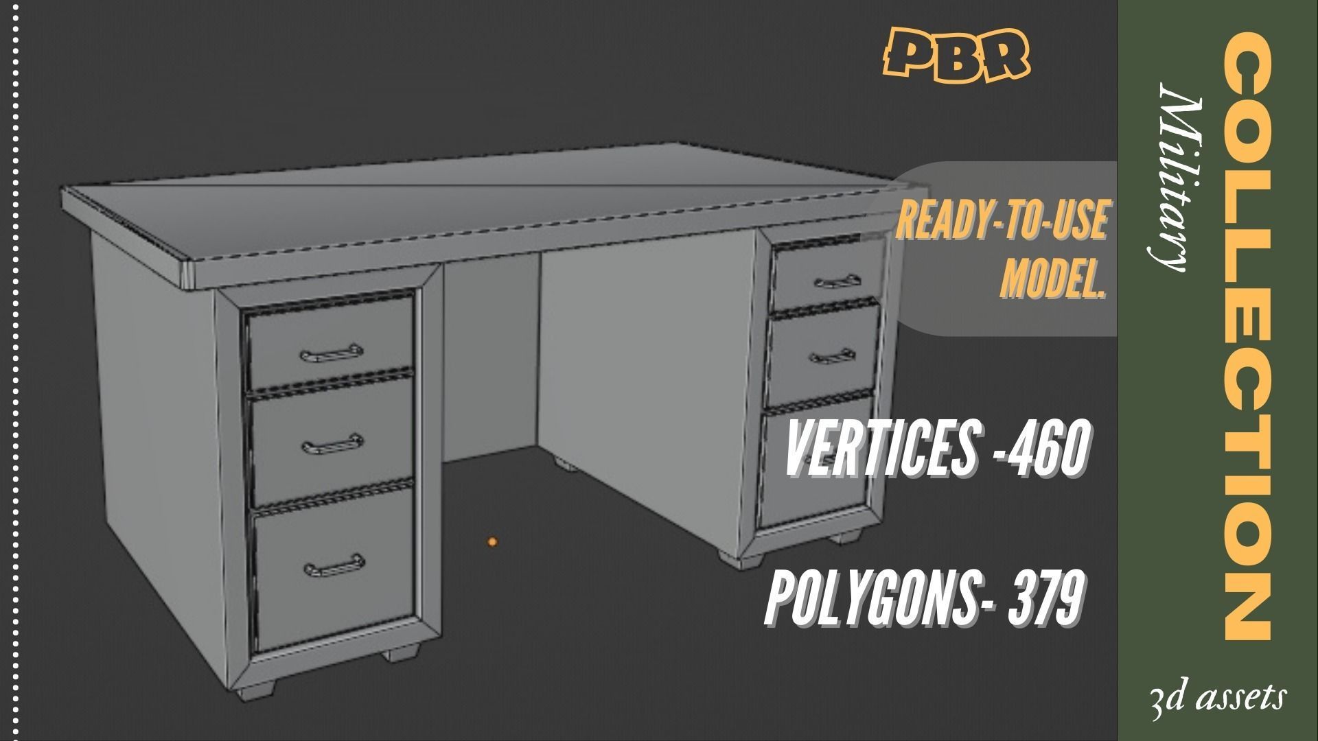 Military office desk 3D Low-poly Low-poly 3D model_3