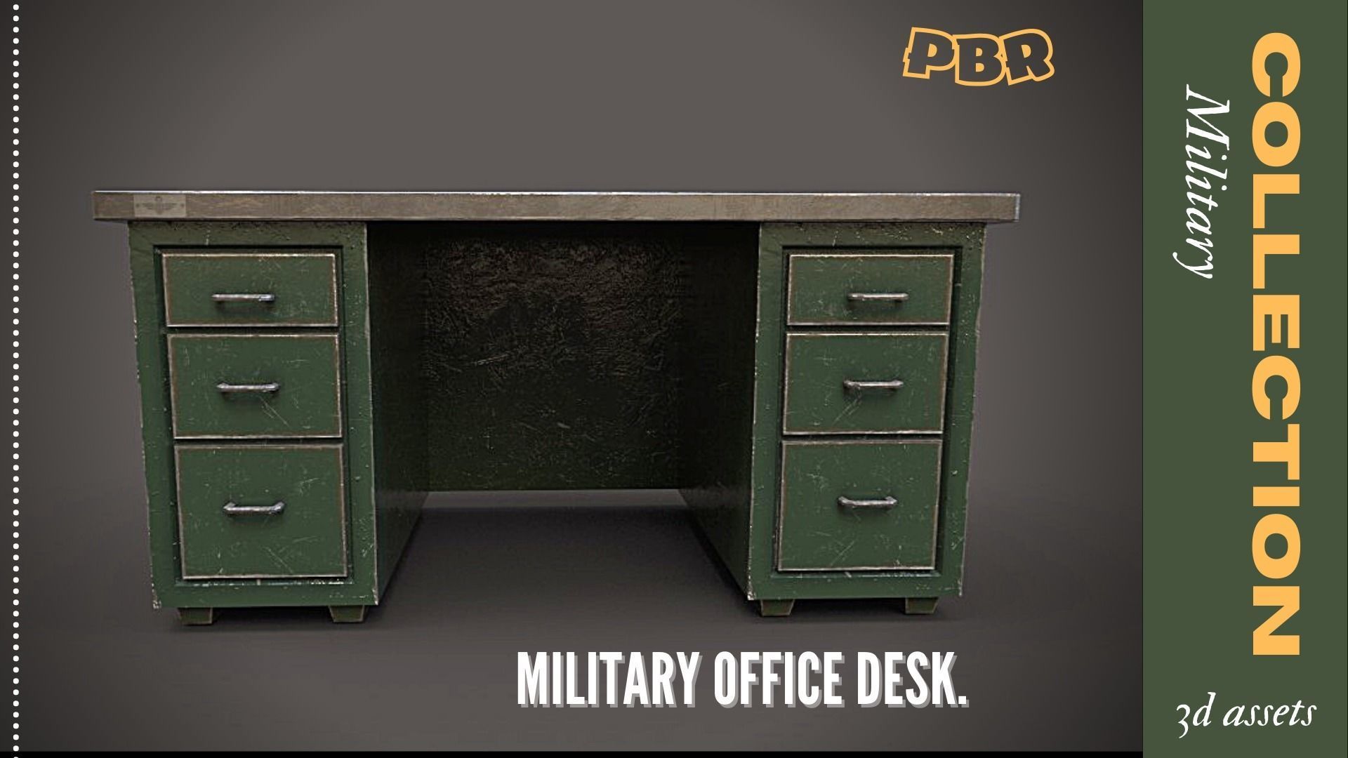 Military office desk 3D Low-poly Low-poly 3D model_1