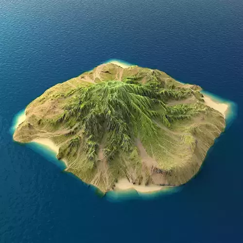 Tropical Island Terrain 7 Low-poly 3D model