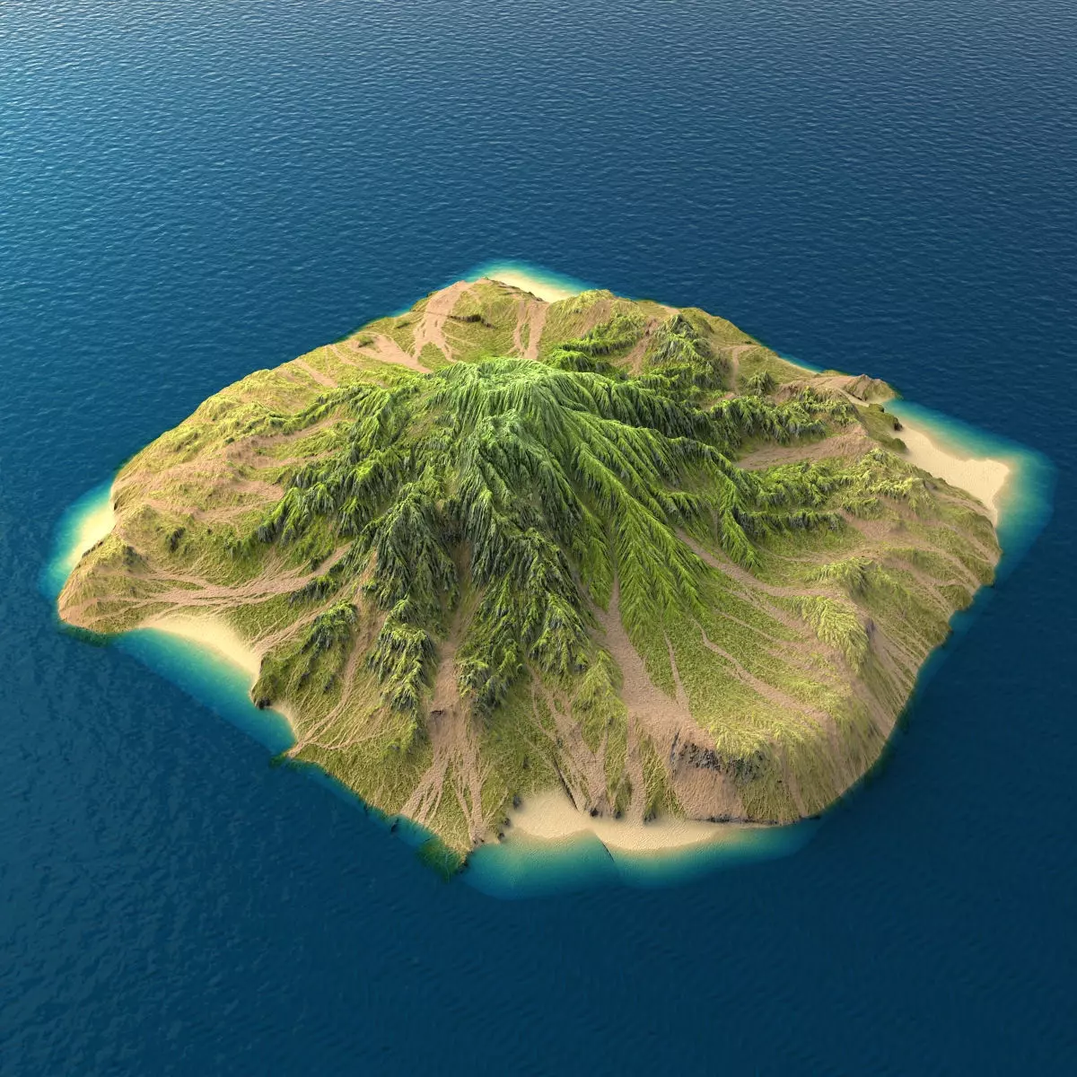 Tropical Island Terrain 7 Low-poly 3D model_0