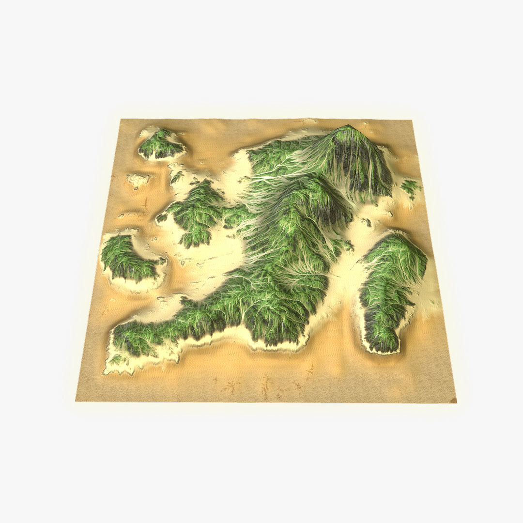 Tropical Island Terrain 9 Low-poly 3D model_9