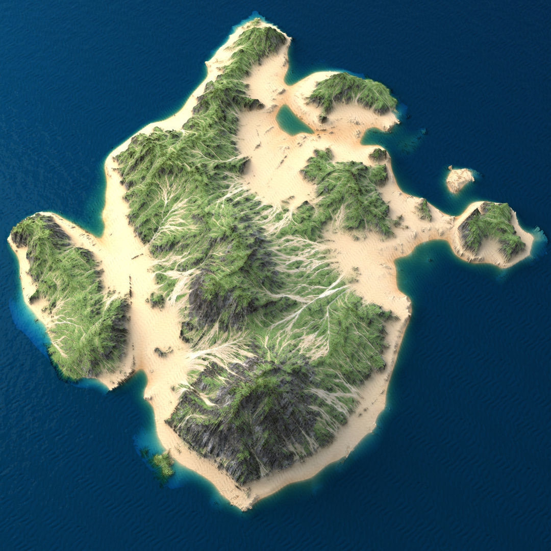 Tropical Island Terrain 9 Low-poly 3D model_3