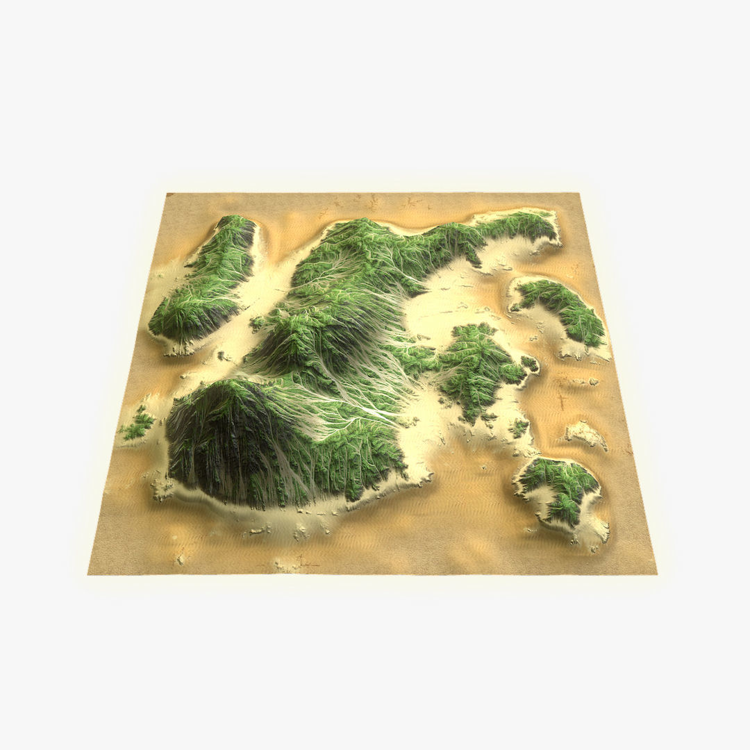 Tropical Island Terrain 9 Low-poly 3D model_11