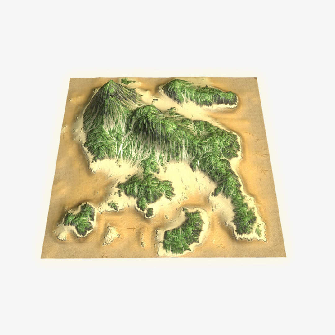 Tropical Island Terrain 9 Low-poly 3D model_8