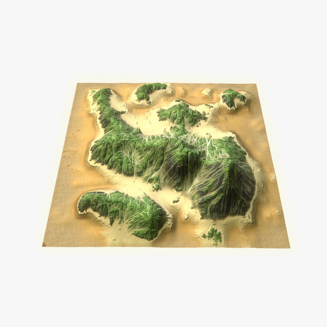 Tropical Island Terrain 9 Low-poly 3D model_10